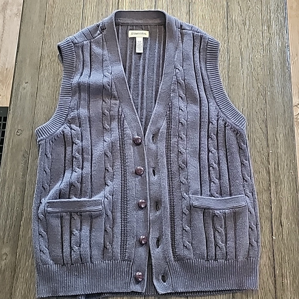 Gray Cotton Button Up Vest